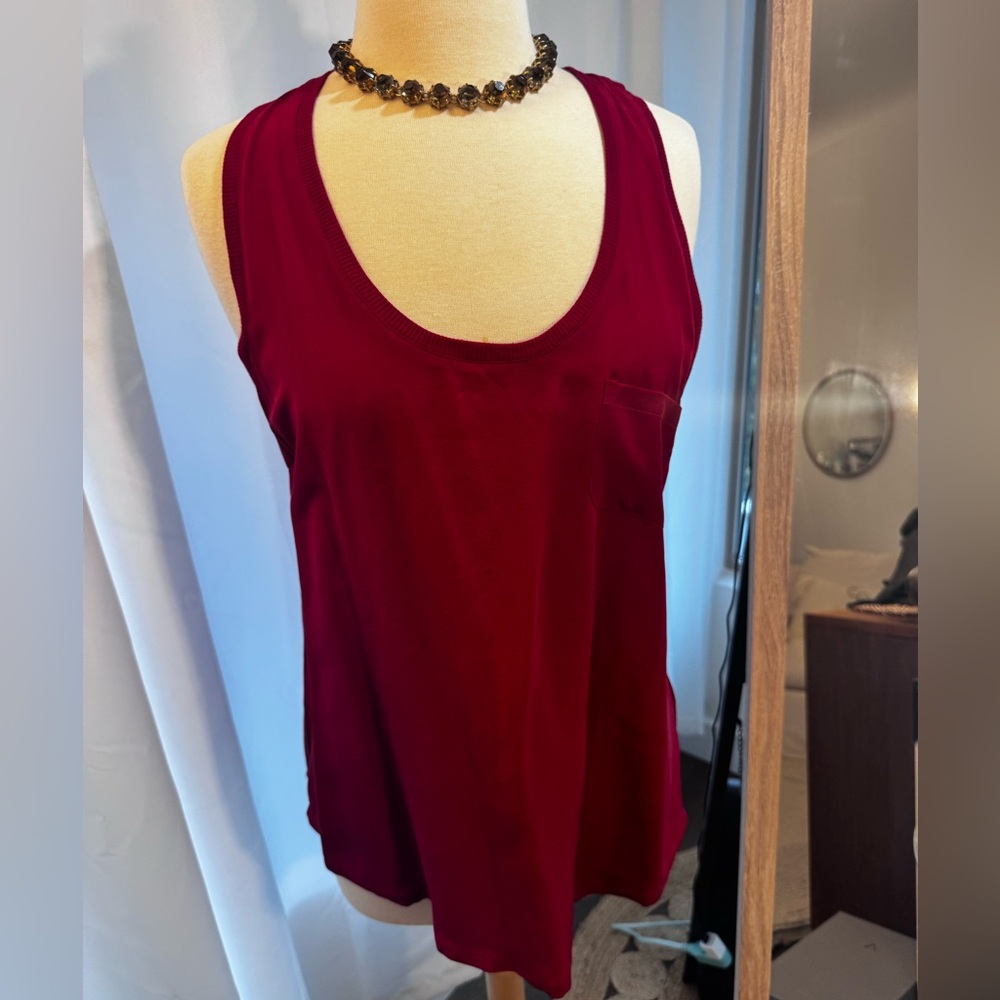 Joie Red 100% silk Tank Top size large NWT